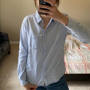 H&M Womens Blue Button Down Top with Elbow Design